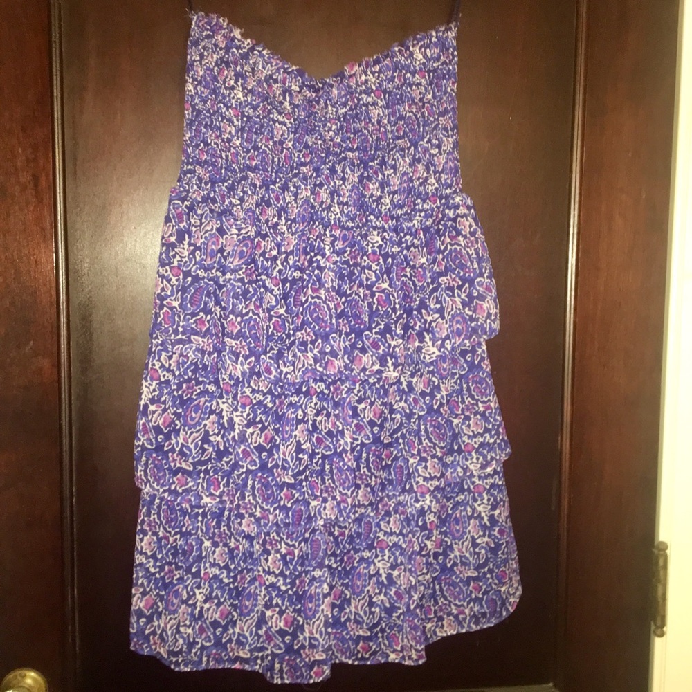 ✨BEAUTIFUL FLORAL PRINT RUFFLE STRAPLESS DRESS❤️✨